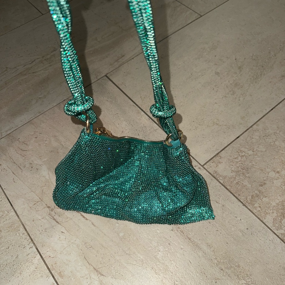 Green Rhinestone Women's shoulder Bag